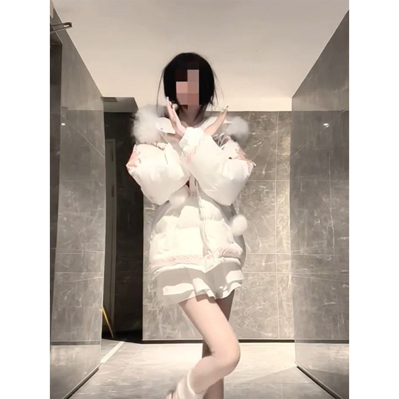 日系甜美费尔岛雪花小熊棉服时尚冬季百搭风宽松保暖新款棉衣外套,淘宝优惠券,粉丝福利购,淘宝优惠卷