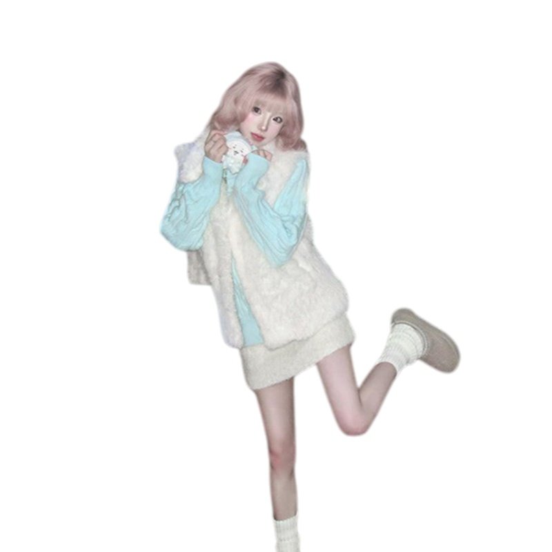 法式慵懒学院风两件套绿色麻花开衫毛衣女学生+毛毛保暖马甲外套,淘宝优惠券,粉丝福利购,淘宝优惠卷