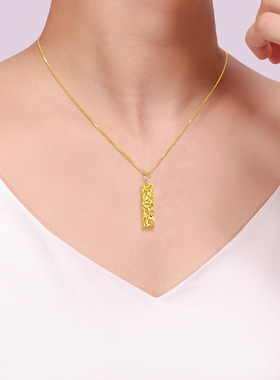 沙金四方来财吊坠女仿真黄金色