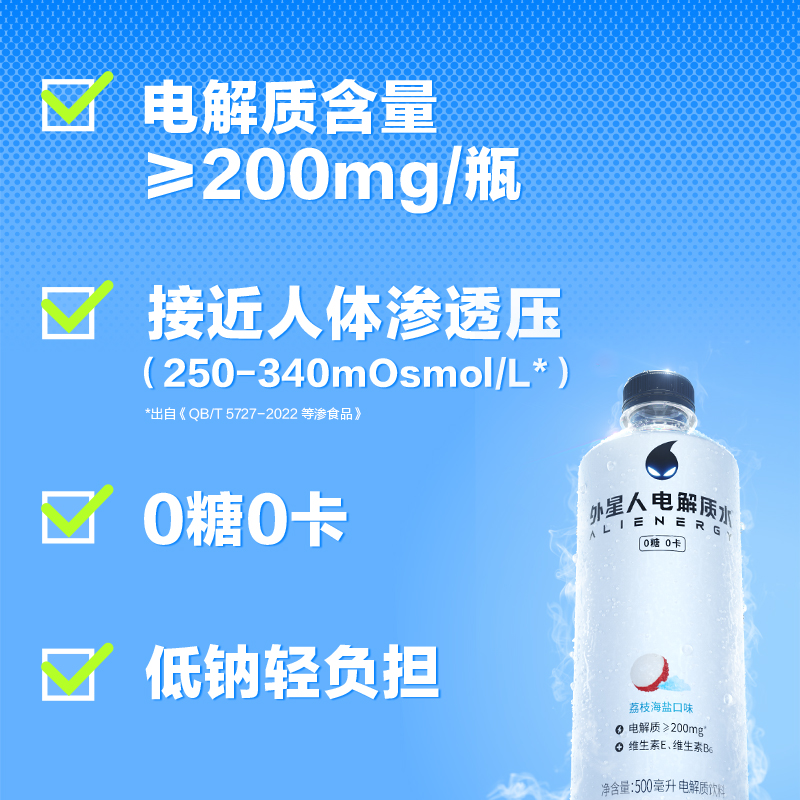 外星人0糖0卡0脂电解质水无糖饮料多口味混合15瓶装补水健身饮料-图1