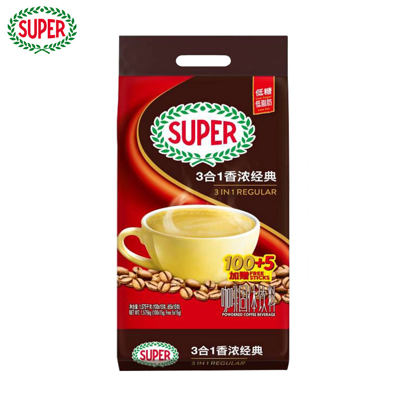 马来西亚进口super超级咖啡低脂低糖原味三合一速溶咖啡105条装-图0