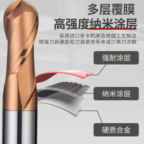 60度球刀钨钢R型刀加工中心CNC球形数控刀具硬质合金钢用球头铣刀 - 图1
