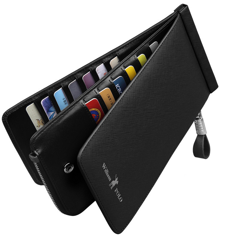 英伦保罗多卡位长款真皮卡包钱包 williampolo美第奇钱包