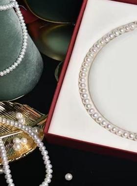 母亲节小米珠澳白色热卖珍珠N1013女颈链毛衣链百搭饰品S925纯银