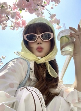 博主同款淡黄色丝巾女春夏装饰旅游拍照头巾薄款三角巾防晒包头巾