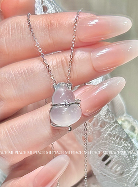 s999纯银招财猫项链女轻奢小众高级感锁骨链送女生闺蜜生日礼物