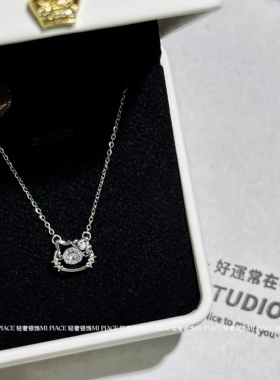 s999纯银Hellokitty猫咪项链女轻奢高级感设计跳动的心送闺蜜礼物