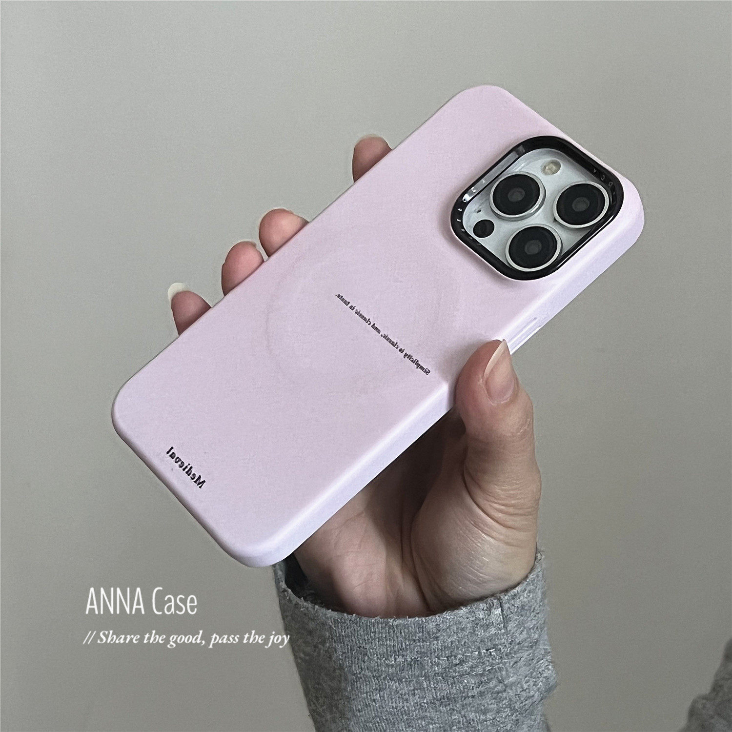 ANNACASE小众温柔少女浅粉色英文适用苹果16promax手机壳iphone14菲林16新款15磁吸硬壳13promax防摔保护套15,淘宝优惠券,粉丝福利购,淘宝优惠卷