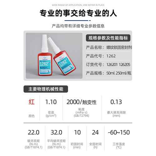 可赛新1222 1242 1243 1262耐高温螺丝1290螺纹紧固1272密封胶水 - 图1