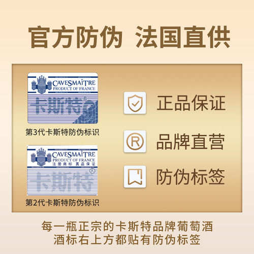 【品牌正品】法国进口红酒卡斯特龙骑兵干红葡萄酒VDF餐酒单瓶 - 图1