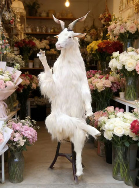 仿真山羊模型山羊先生拍摄道具装饰摆件动物模型教学标本田园场景