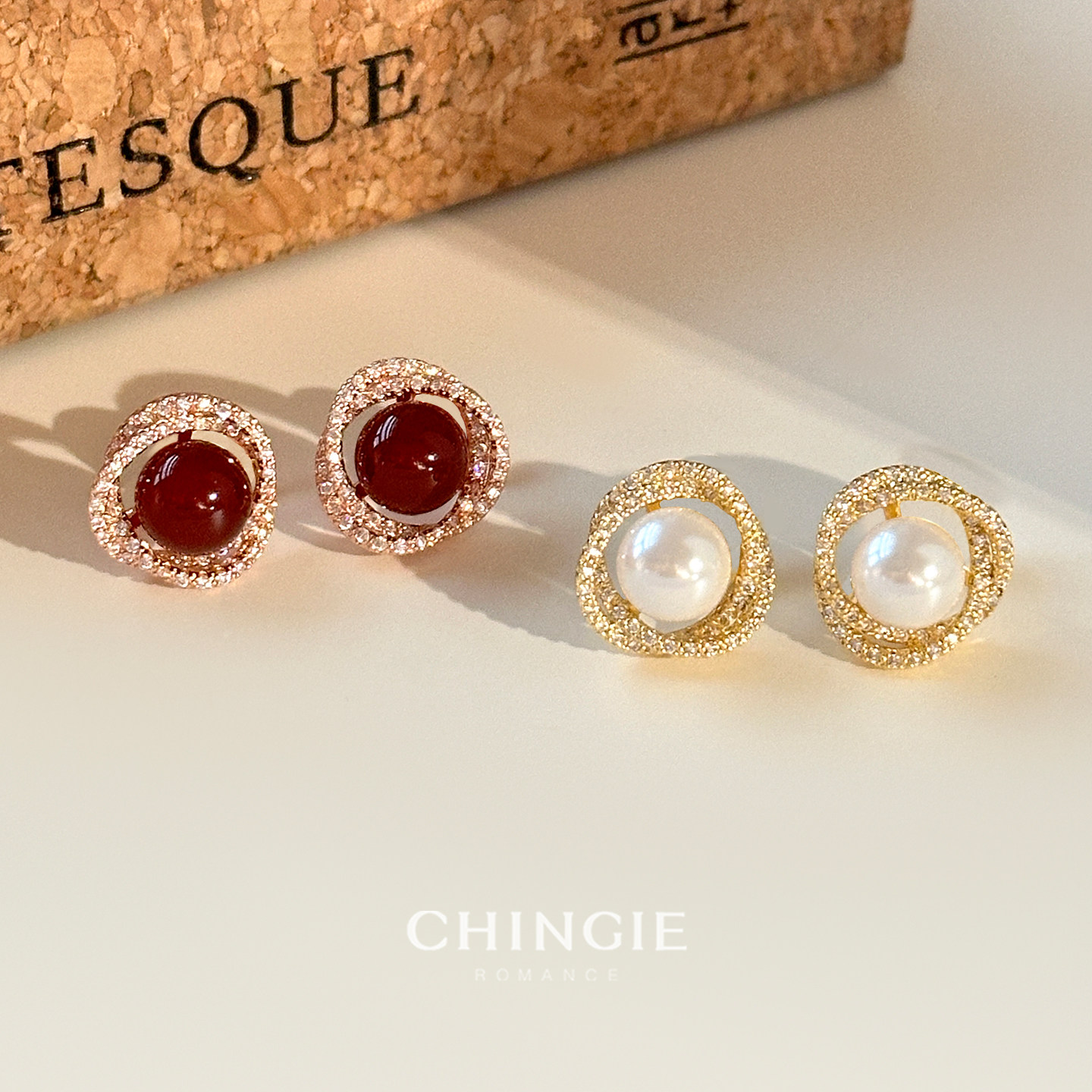 chingie青芥高级感无耳洞女法式复古蚊香盘珍珠耳夹精致简约锆石,淘宝优惠券,粉丝福利购,淘宝优惠卷