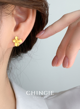 哑光金色桂花蚊香盘耳夹