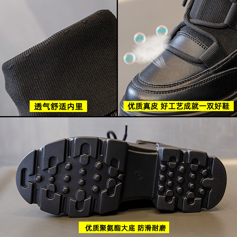 艾格鸟旗舰店英伦风马丁靴女秋鞋新款ins潮短靴瘦瘦靴子厚底内增高中筒靴3