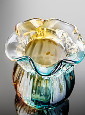 高级手工琉璃花瓶客厅酒柜家居装饰摆件样品间艺术品乔迁送礼