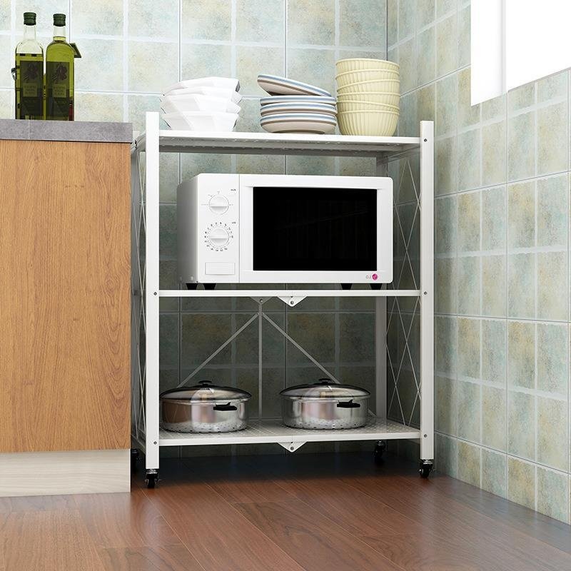 免安装折叠厨房用品置物架 多层烤箱放锅架微波炉储物收纳整理架,淘宝优惠券,粉丝福利购,淘宝优惠卷