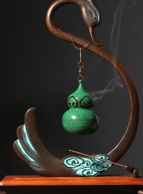 天鹅仿古香炉新中式创意悬挂式熏香炉如意吊炉仿古线香炉家居摆件