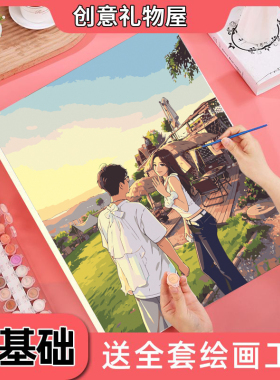 数字油画定制画宠物设计原创照片定制diy填色丙烯手工填充礼物画