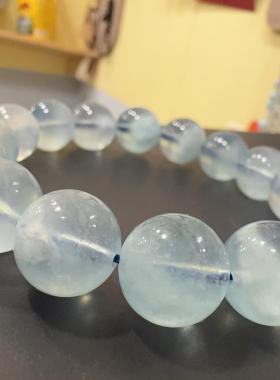 天然海蓝宝蓝天白云属水水晶手链单圈时尚百搭饰品礼物生日礼物