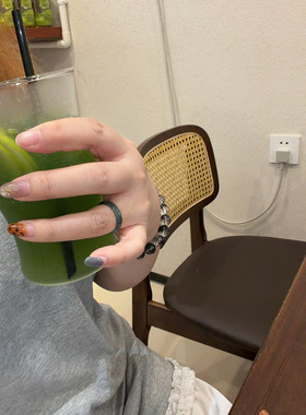 天然A货翡翠蓝水戒圈 冰透飘花细条指环 小众百搭闭口玉石戒指