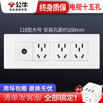 Bull Switch Socket 118 Type Power Wall 9 Holes Wired Tv Closed-circuit Home Nine Holes With TV Socket Panel