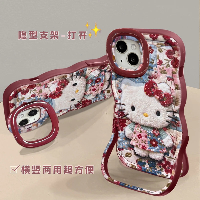 碎花裙kt猫适用苹果17promax手机壳iPhone16/15/14/13pro全包防摔16plus板凳双支架vivo华为小米17oppo女款套,淘宝优惠券,粉丝福利购,淘宝优惠卷