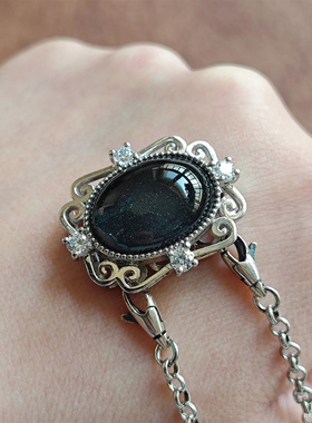 原创设计925银镶嵌原矿水晶太蓝晶沙吊坠项链中国风一物一图