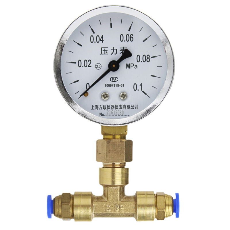 促销款Y-60气压表带三通快速接头8mm空压机气动压力表10公斤硬管 - 图3