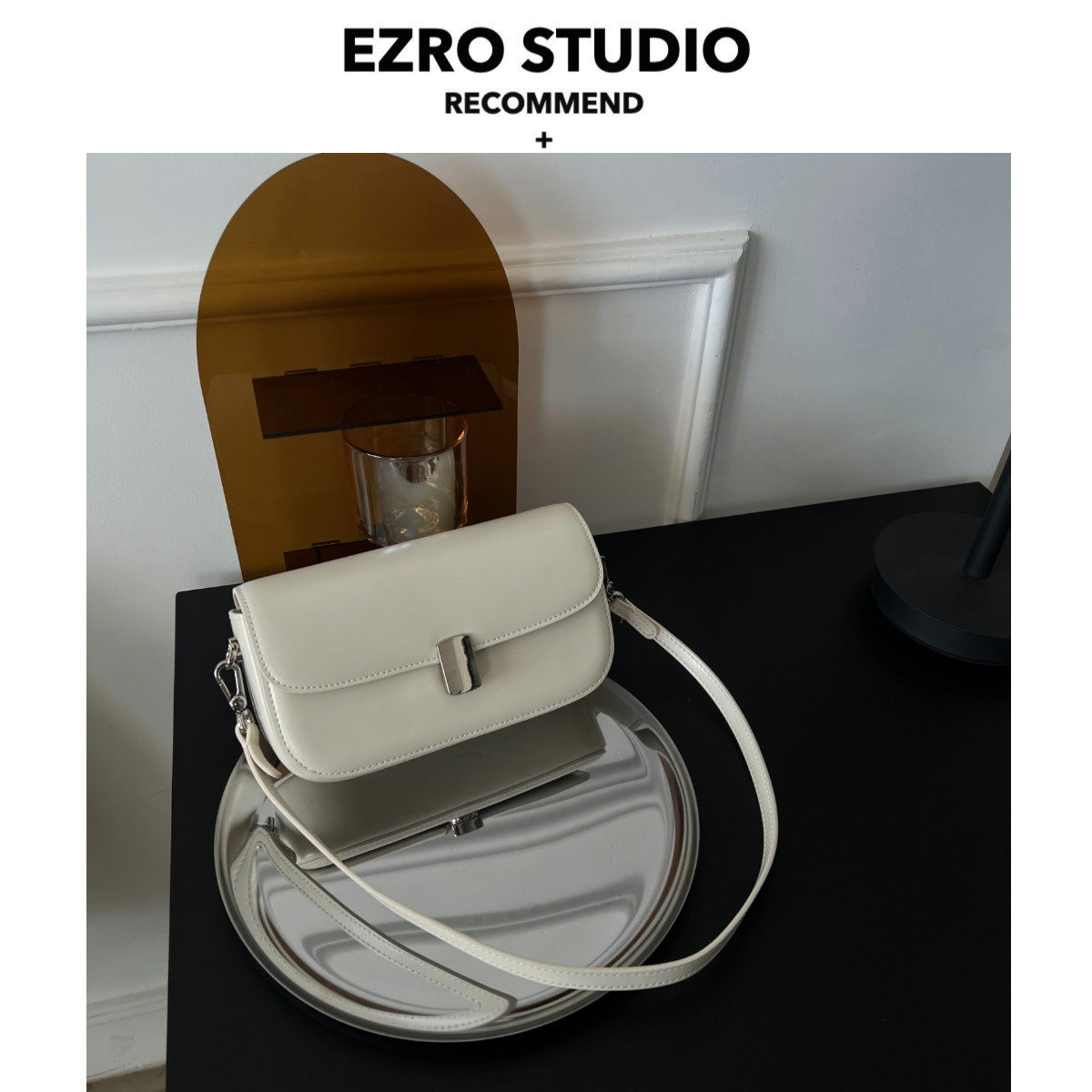 【EZRO】开边珠牛皮高级质感锁扣新款百搭斜挎真皮女包百搭小方包,淘宝优惠券,粉丝福利购,淘宝优惠卷