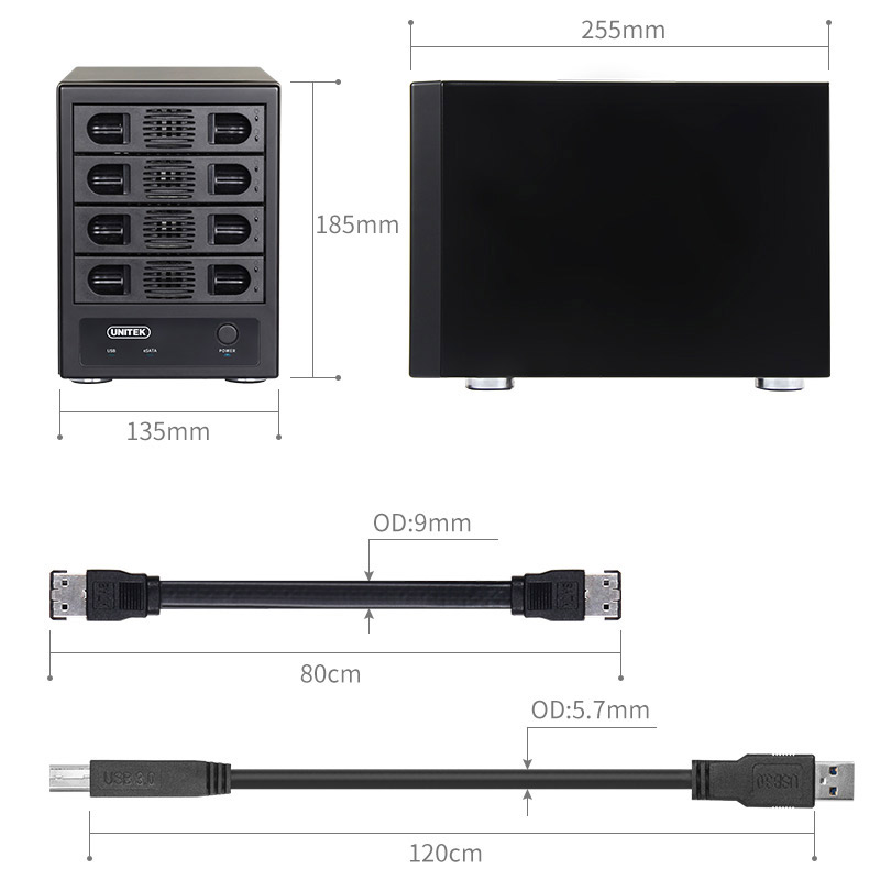 优越者Y-3356N 4四盘位硬盘盒USB3.0多硬盘柜SATA3外置箱硬盘盒 - 图3