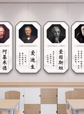 名人名言挂画科学家画像装饰画学校教室励志海报走廊过道墙面壁画