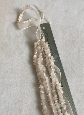 青岛饰品长款手编粉晶石淡水珍珠天然石欧根纱项链不退换5.8