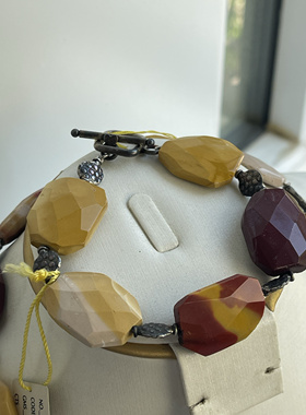 925配件马鸡石方糖切面双色天然石OT金属扣中短款颈链项链手链578