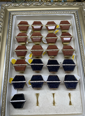 全铜金属镂空镶嵌天然石锆石个性夸张戒指内径阻尼脱落老货微氧