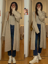 2022 Spring 100 hitch in Korean version Long version Temperament Sweater Sweater Knit Jacket Woman Autumn winter Lazy Easy Blouse