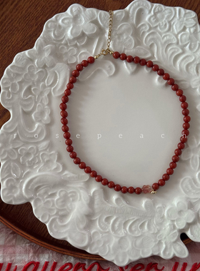 rosepeach「Rouge系列」原创小众法式少女天然南红玛瑙项链锁骨链
