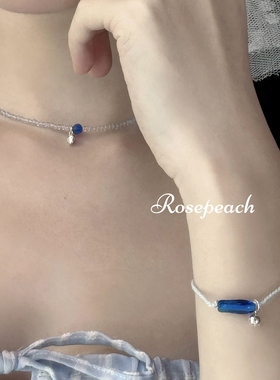 rosepeach「浅鲸」原创小众少女心清凉夏日蓝色小鱼铃铛编织手链