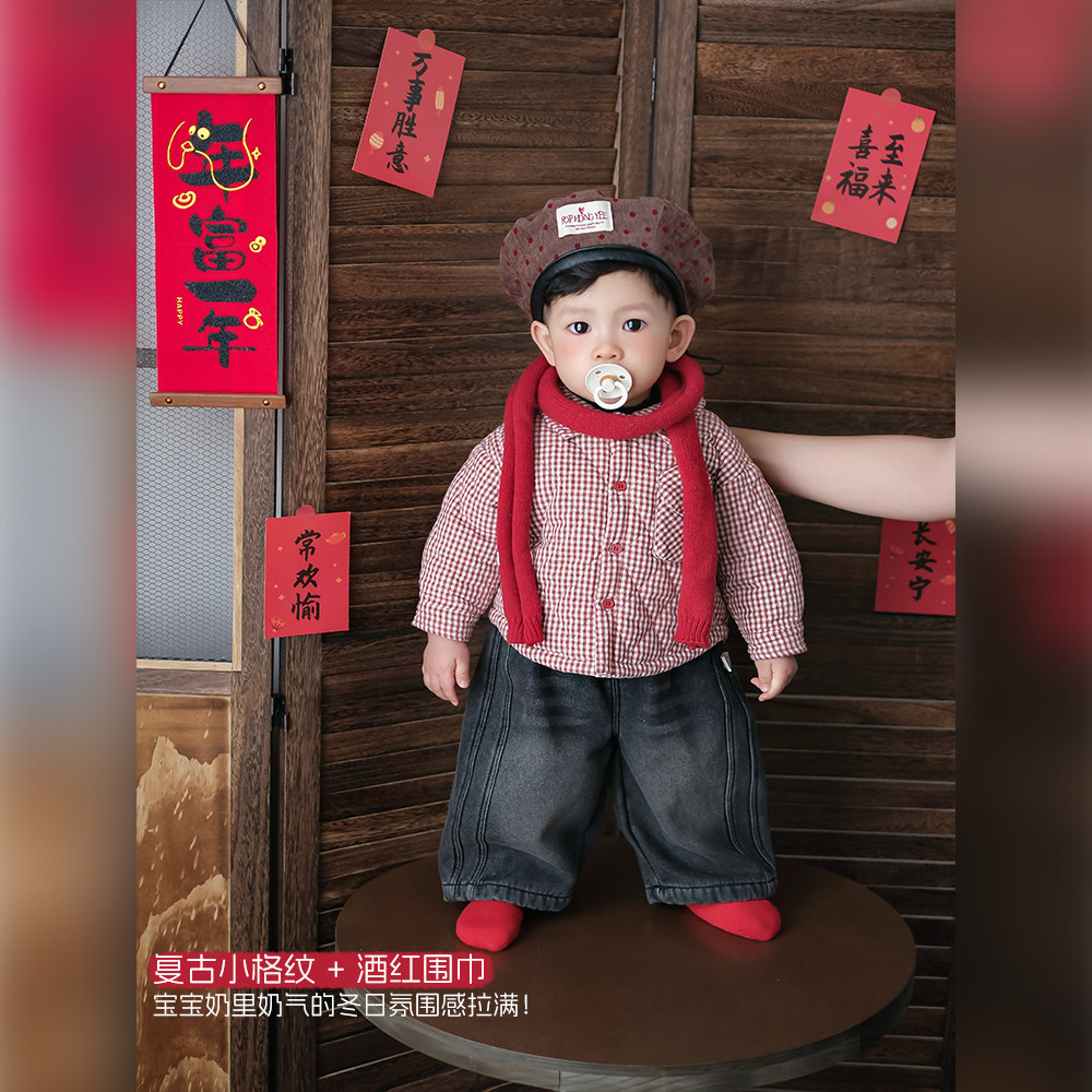 婴幼儿新年套装冬季宝宝衣服红色棉服加绒裤子26新款婴儿分体冬装,淘宝优惠券,粉丝福利购,淘宝优惠卷
