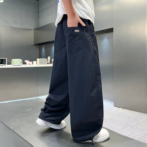 男童裤子夏季薄款儿童防蚊裤2026新款夏天大童冰丝长裤男孩休闲裤 - 图0