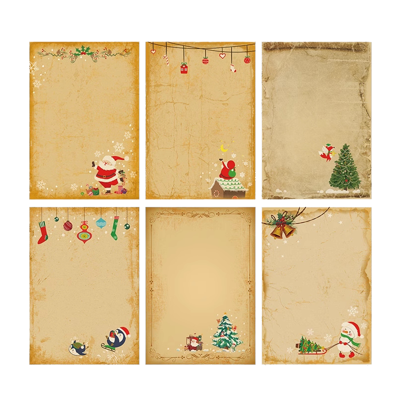 圣诞英文信纸信封文艺套装高级感复古祝福感谢牛皮纸明信片欧式精致手写圣诞一封表白情书送男女生加厚贺卡纸