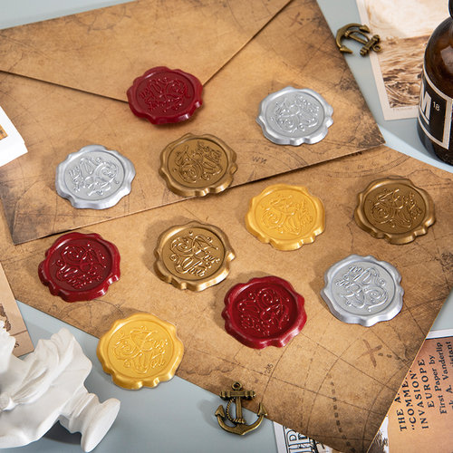 古铜火漆印章成品复古信封封口火漆印章贴纸浮雕图案精美DIY手帐火漆蜡标贴婚礼请柬贺卡装饰礼物火膝印章贴 - 图3