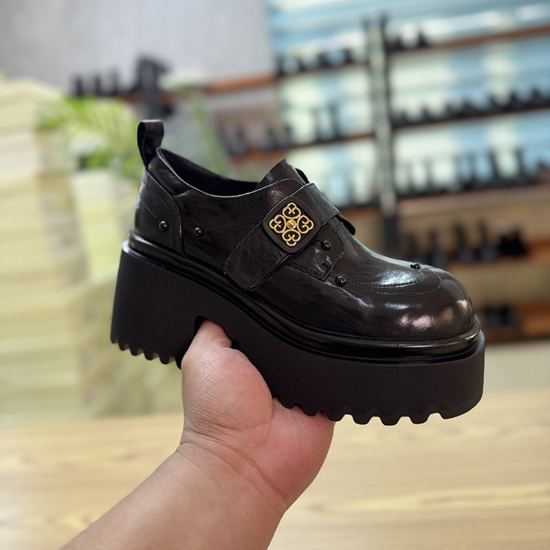 真皮乐福鞋女爆款高跟鞋2025春季新款单鞋女松糕厚底欧货小皮鞋女,淘宝优惠券,粉丝福利购,淘宝优惠卷