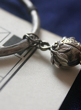 手工手镯雨青记纯银古风女铃铛