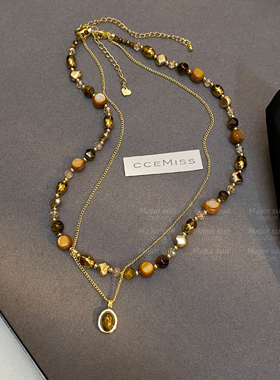 串珠项链配裙子配饰女高级感轻奢小众颈链锁骨链叠戴日常百搭吊坠