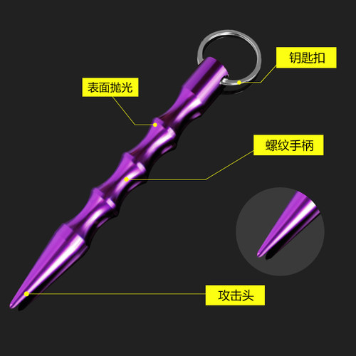 防狼酷棍户外防身用品防狼自卫武器破窗器钥匙棍战术笔 鱼扣地插 - 图2