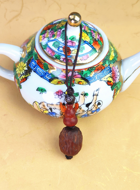 国潮风枣木红枣型钥匙扣穿搭配饰平安招财实木手工小坠古典饰文玩