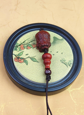 雷击枣木貔貅原木小众设计钥匙扣复古文艺平安招财实木随身小挂饰