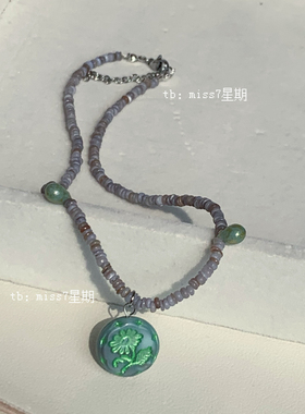 薄荷｜原创小众设计新中式高级ins复古日常捷克珠天然石串珠项链
