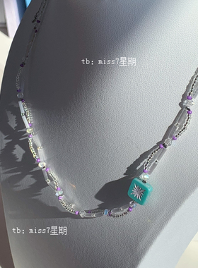 独家记忆｜原创小众设计清新高级撞色薄荷烟花ins捷克珠串珠项链