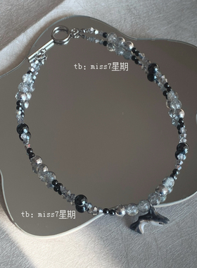 鲨鱼、海豚｜原创设计小众y2k千禧清新可爱日常秘鲁珠串珠项链